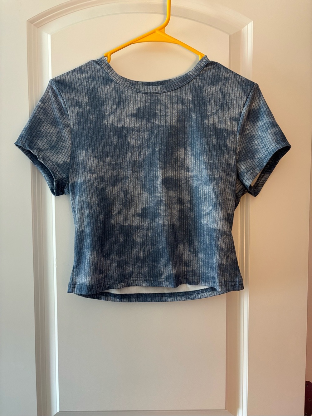 Nike Blue Tie-Dye Ribbed Crewneck Crop Top